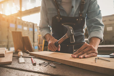 Man working on table