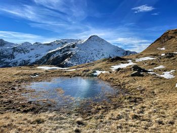 Scenic view of snowcapped mountains against sky in swiss alps