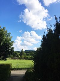 Scenic view of green landscape against sky