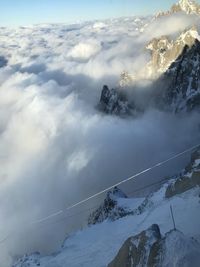 Scenic view of snow covered mountains against sky