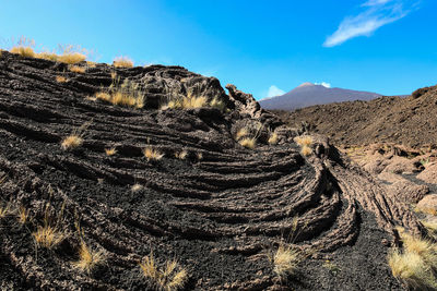 Lava cordata pahoehoe on the etna volcano
