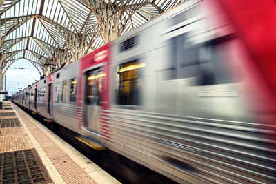 Train at railroad station platform