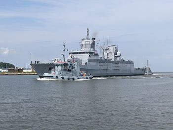 Ship in sea against sky