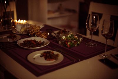 High angle view of food on table