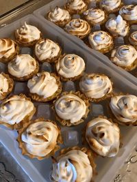 High angle view of cupcakes