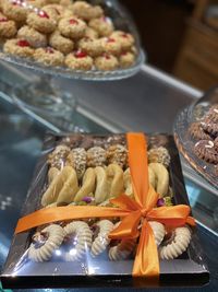 High angle view of food on table