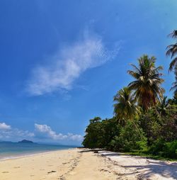 Scenic view of sea against blue sky