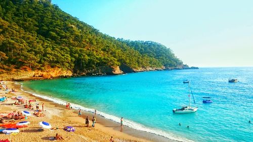 Scenic view of sea against clear sky