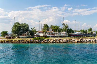 Port of nea potidea in greece