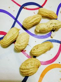 High angle view of bread on table