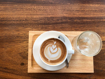 High angle view of coffee on table