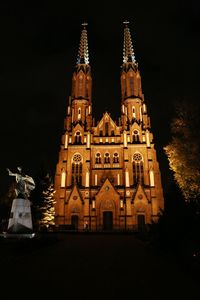 View of illuminated cathedral at night