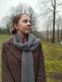 Portrait of teenage girl in snow