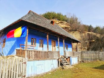 Exterior of building against blue sky