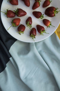 High angle view of breakfast served on table