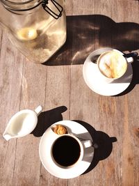 Close-up of coffee cup on table