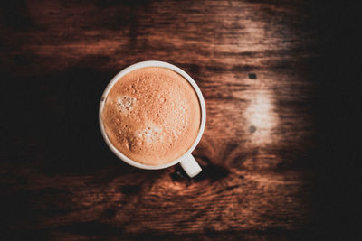High angle view of coffee on table