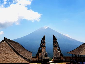 Panoramic view of temple building against sky