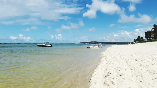 Panoramic view of sea against cloudy sky