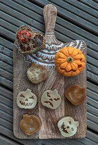 High angle view of food on table