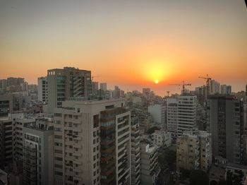 View of city at sunset