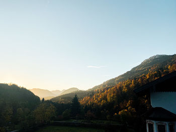 Scenic view of mountains against clear sky