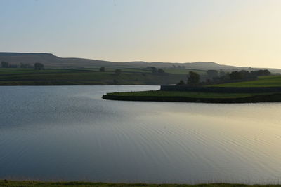 Scenic view of land against clear sky