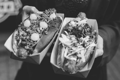 High angle view of food on table