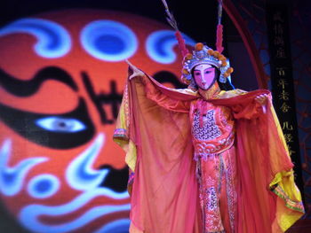 Close-up of statue against temple