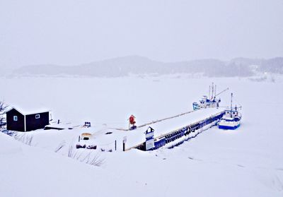Scenic view of snow covered mountains