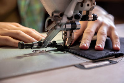 Close-up of hands working