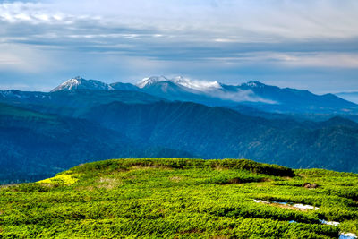 Scenic view of mountains against sky