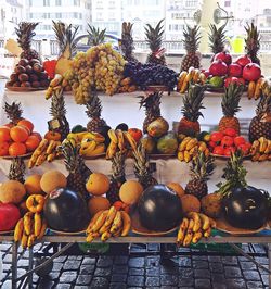 Various fruits for sale at market stall