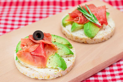 Close-up of food on table