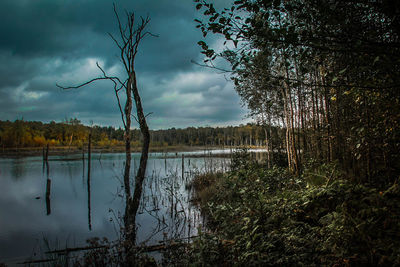 Scenic view of lake against sky