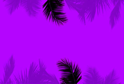 Palm leaves illustration , areca palm leaf tropical leaves on paln purple color background. vector.