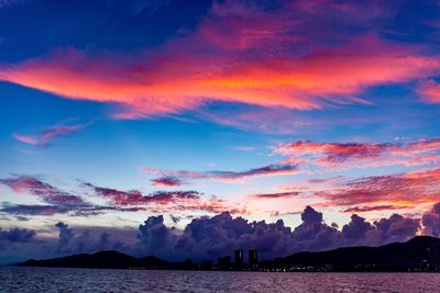 Scenic view of sea against cloudy sky