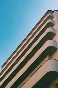 Low angle view of building against clear blue sky