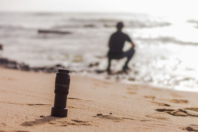 Rear view of man on beach