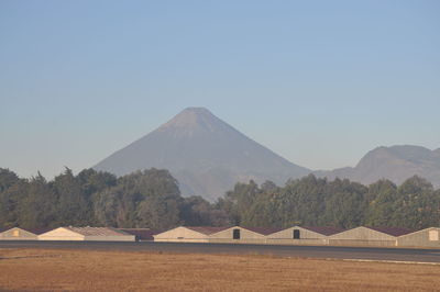 Scenic view of mountains against clear sky