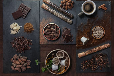 Directly above shot of coffee beans on table