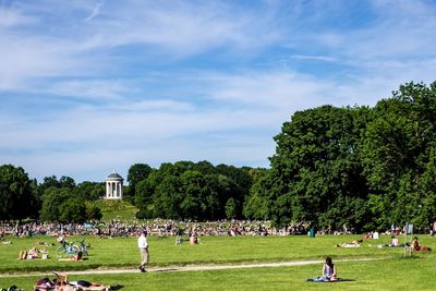 People in park against sky