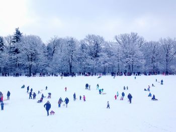 Scenic view of snow covered landscape