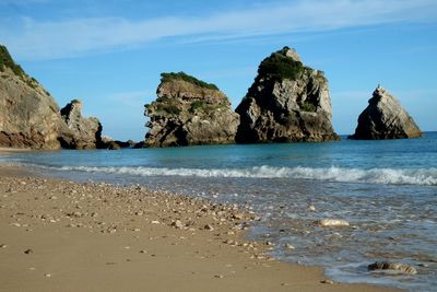 Scenic view of beach against sky