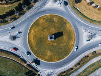 High angle view of cars on road