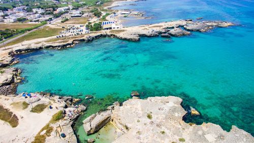 High angle view of beach