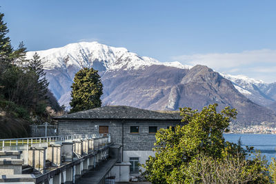  the abbey with the alps in background