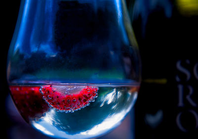 Close-up of glass of red wine