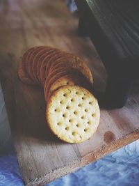 High angle view of breakfast on table