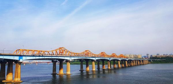 Bridge over river against sky